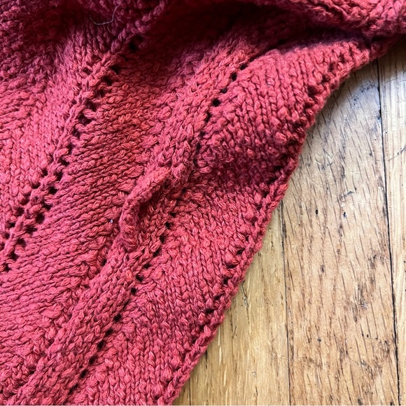 MEADOW RUE ANTHROPOLOGIE XS Rust Orange Crochet Knit Cardigan Sweater Jacket Top - Picture 4 of 9